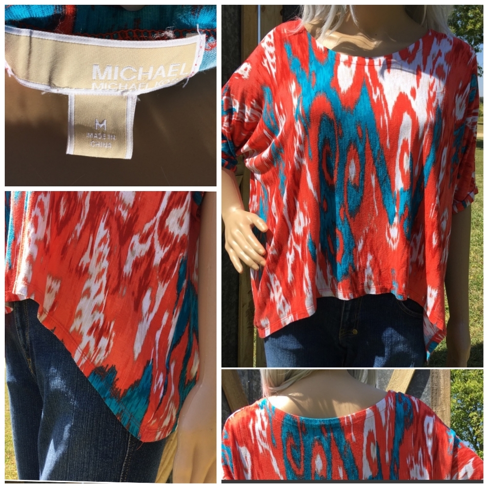 Michael Kors Med Sharkbite Hem Blouse